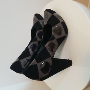 Work In Progress Women's Suede Black Heels Size 6 36